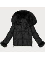 Černá dámská péřová bunda s kožešinovým límcem S'West (B8257-1) Černá dámská péřová bunda s kožešinovým límcem S'West (B8257-1)