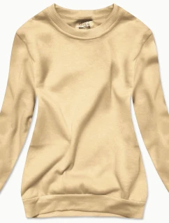 Světle béžová dámská tepláková mikina se stahovacími lemy (W01-159)