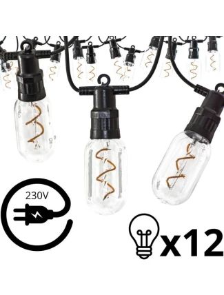 PARTY LIGHT VENKOVNÍ GIRLANDA 12LED SPIRÁLOVÉ ŽÁROVKY 6,3M 230V