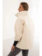 Dámská prošívaná bunda s krátkým střihem a stojáčkem světle béžová