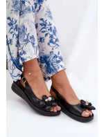 Dámské Sandály S Dekorativním Květinou Černé Divonne