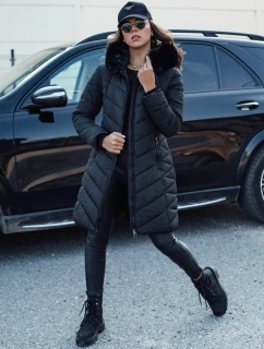 MODLOVA prošívaná dámská zimní bunda s kapucí černá FashionStreet TY4570