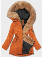 Oranžová dámská zimní bunda parka (CAN-588BIG) Oranžová dámská zimní bunda parka (CAN-588BIG)