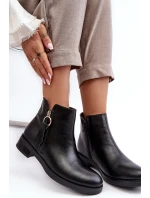Ploché Dámské Kožené Boty Černé Vasica