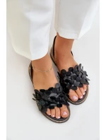 Kožené Sandály Na Plochém Podpatku Zazoo 40425 Černé Kožené Sandály Na Plochém Podpatku Zazoo 40425 Černé