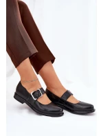 Kožené dámské polobotky s přezkou Laura 2980 Černé