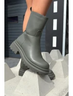 Dámské kotníkové boty na platformě ML245 Khaki tmavě zelená - Diamantique