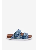 Dámské Pantofle S Přezkami A Leskem S.Barski RB51-006 Modré Dámské Pantofle S Přezkami A Leskem S.Barski RB51-006 Modré