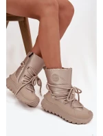 Kožené sněhule na platformě Lee Cooper LCJ-25-12-3663 béžovo-zlaté