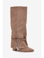 Kozačky na podpatku 2502A-1 khaki - Step in style