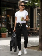 Černé dámské kalhoty FashionStreet s dírou UY2857