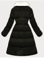 Dámský zimní kabát v barvě army s kožešinovým límcem J Style (16M9168-136)