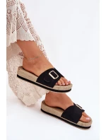 Dámské Sandały Na Platformě Se Zlatou Přezkou Černé Selira