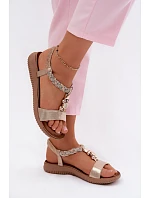 Dámské sandály Ploché Zlaté S.Barski KV61-6051