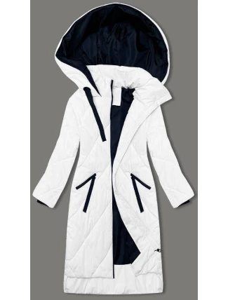 Bílá dlouhá dámská zimní bunda (5M3168-281)