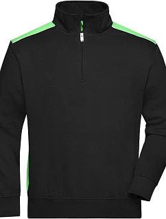 Daiber JN 868 Pracovní mikina s 1/4 zipem - Color 02.0868 black/lime green