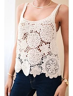 Dámská viskózová halenka bez rukávů s výstřihem do V džínová