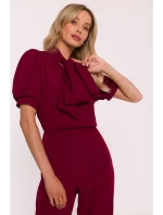 S421 Kombinéza s mašlí na zavazování - bordó S421 Kombinéza s mašlí na zavazování - bordó