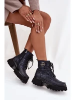 Dámské kožené botky na platformě Artiker – tmavě modré