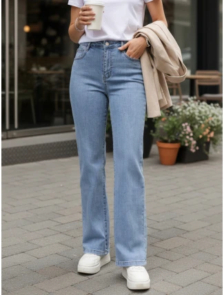 Dámské modré džíny s vysokým pasem FashionStreet UY2892