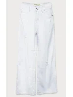 Široké dámské zvonové kalhoty v bílé barvě (B102)