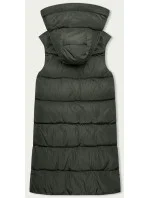 Khaki-béžová dlouhá dámská oboustranná vesta (B8248-11)