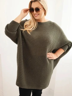 Dámský svetr Plus Size s mohair pončo khaki