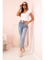 Dámská klasická bavlněná blůza s krátkým rukávem modrá