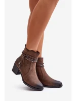 Dámské boty na podpatku z teplou podšívkou hnědé Lobina Dámské boty na podpatku z teplou podšívkou hnědé Lobina
