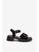 Eko Semišové Sandály Dámské S Přezkou Černé Gofielle