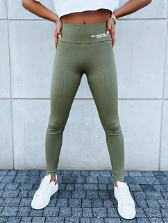 Dámské sportovní legíny SIMPLE LIFE UY1614 khaki - FashionStreet