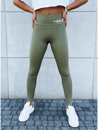 Dámské sportovní legíny SIMPLE LIFE UY1614 khaki - FashionStreet