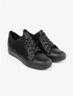 Módní dámské tenisky černé na klínku Módní dámské tenisky černé na klínku