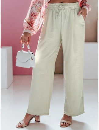 Dámské kalhoty se širokými nohavicemi MILLIVIO khaki FashionStreet UY2661