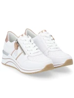 Dámské kožené tenisky na platformovém podpatku bílé Remonte Rieker D0T04-80
