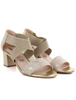 Dámské zlaté páskové sandály se sloupkem Jezzi RMR1954-27