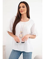 Dámská bavlněná oversize halenka s krátkým rukávem bílá