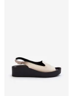 Zazoo 2893 Dámské kožené sandály na tlusté podrážce světle béžové