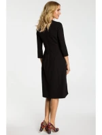 M335 Šaty se skříňkovým záhybem vpředu - černé M335 Šaty se skříňkovým záhybem vpředu - černé