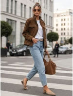 Dámská semišová bunda / bomber TY5578 Tmavě hnědá - Fashion Street