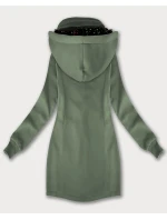 Šedozelená dámská mikina s kapucí a se stojáčkem LHD (AMG-171)