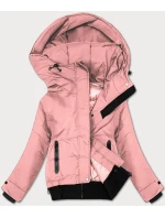 Růžová krátká dámská bunda se stahovacími lemy J Style (16M9215-51)