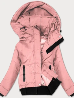 Růžová krátká dámská bunda se stahovacími lemy J Style (16M9215-51)
