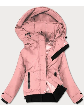 Růžová krátká dámská bunda se stahovacími lemy J Style (16M9215-51)