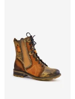 Dámské Kožené Boty Na Plochém Podpatku Maciejka 06719-07 Žluté