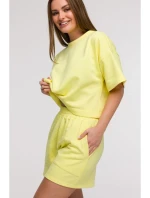 B295 Šortky s kapsami s nášivkami - citronové