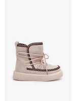 Dámské sněhule s výšivkou na platformě světle béžové Naleris