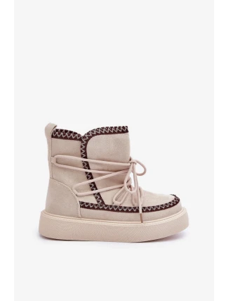 Dámské sněhule s výšivkou na platformě světle béžové Naleris