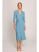 Šaty S396 zavazovací tyrkysově modré - Stylove