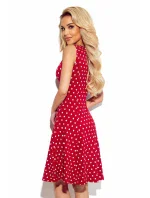 241-2 STELLA Šaty se skládaným výstřihem - kaštanové s pruhy